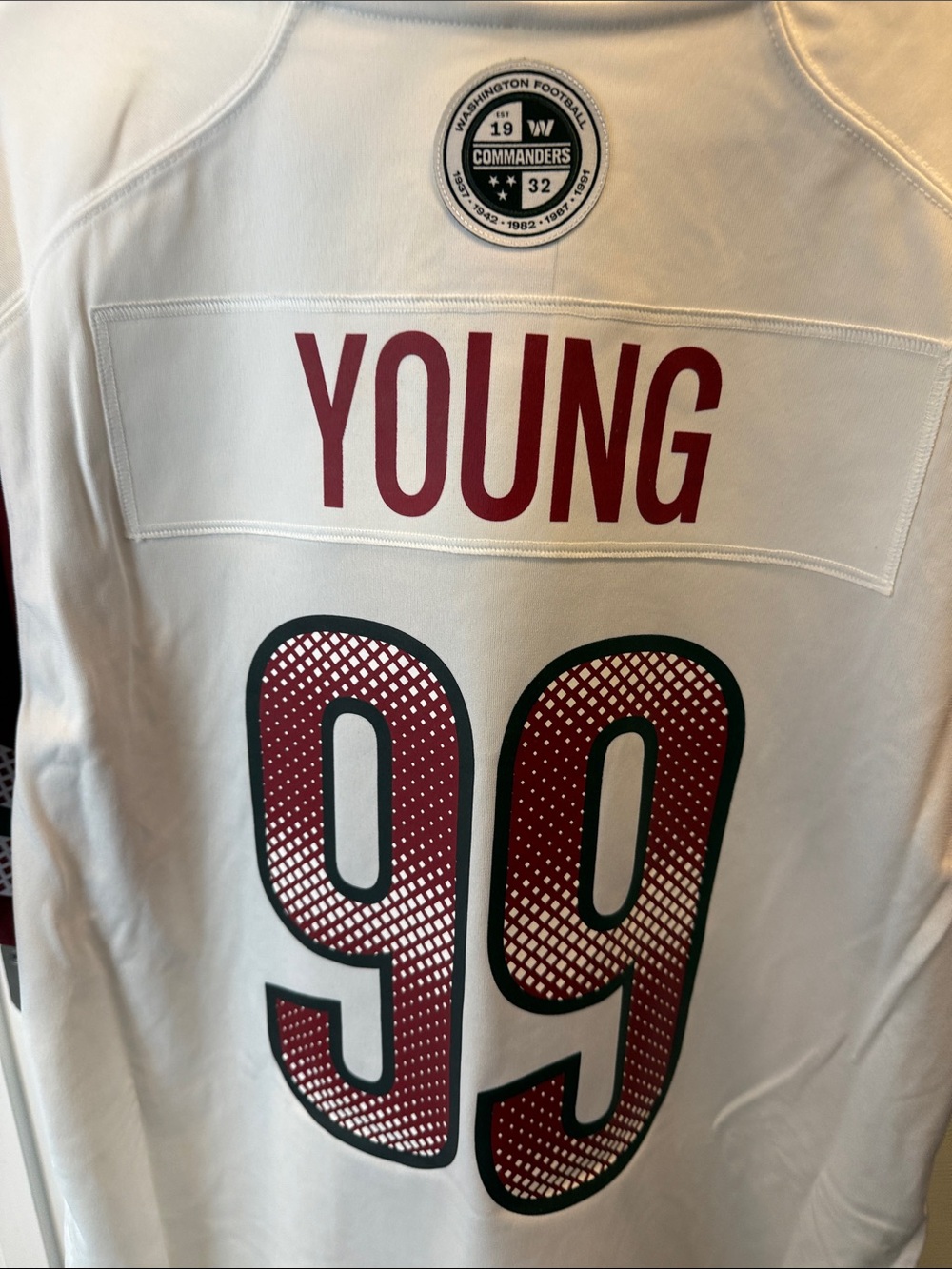 Nike Washington Football Team #99 White and Burgundy Jersey - Picture 5 of 8